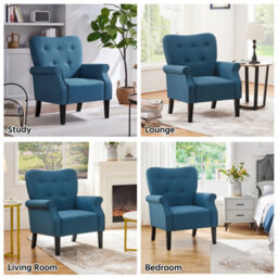 Yaheetech Navy Blue Upholstered Roll Arm Accent Chair Polyester Fabrics Single Sofa - thumbnail 8