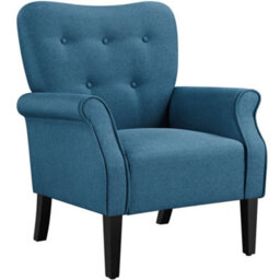 Yaheetech Navy Blue Upholstered Roll Arm Accent Chair Polyester Fabrics Single Sofa - thumbnail 2