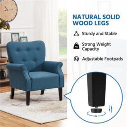 Yaheetech Navy Blue Upholstered Roll Arm Accent Chair Polyester Fabrics Single Sofa - thumbnail 7
