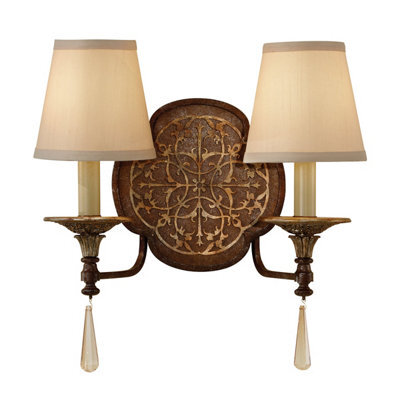 Elegant Twin Wall Light Sconce In British Bronze With Led E14 Bulb