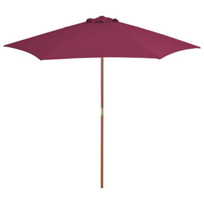 Berkfield Outdoor Parasol With Wooden Pole 270 Cm Bordeaux Red - image 1