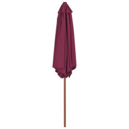 Berkfield Outdoor Parasol With Wooden Pole 270 Cm Bordeaux Red - thumbnail 3