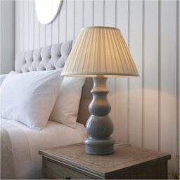 Loops 2 Pack Blue Grey Glaze & Satin Nickel Plate Table Lamp - Cream Fabric - 650mm Tall Light - thumbnail 3