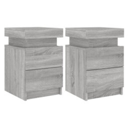 Berkfield Bedside Cabinets With Led Lights 2 Pcs Grey Sonoma 35X39X55 Cm - thumbnail 2