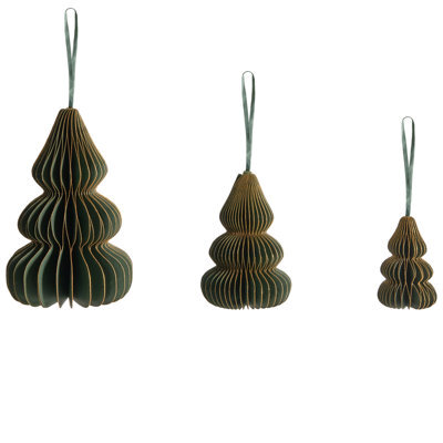 Beliani Set Of 19 Christmas Tree Ornaments Orkla Paper Green - image 1