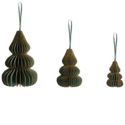Beliani Set Of 19 Christmas Tree Ornaments Orkla Paper Green - thumbnail 1