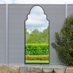 Mirroroutlet The Arcus Black Arched Leaner Wall Garden Mirror 200 X 85Cm