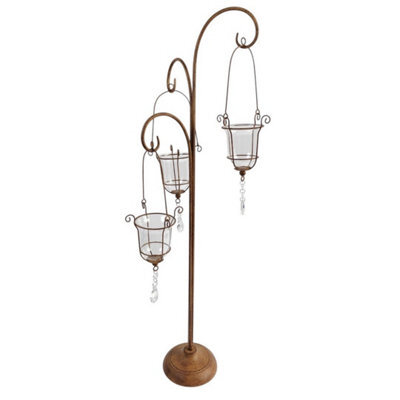 Minster Candle Holder With Glass - Metal - L23 X W23 X H89 Cm - Rusty - image 1