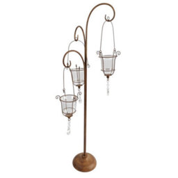 Minster Candle Holder With Glass - Metal - L23 X W23 X H89 Cm - Rusty - thumbnail 1