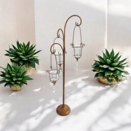 Minster Candle Holder With Glass - Metal - L23 X W23 X H89 Cm - Rusty - thumbnail 2