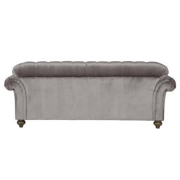 Xample Bordeaux Button Back Grey Velvet 3-Seater Sofa - Tufted Scroll Arms, Foam Cushions, Solid Wood Legs, Accent Pillows Included - thumbnail 3
