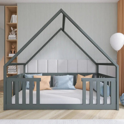 Arte Graphite Wooden Single House Bed Bee 90X190Cm - Floor-Hugging Design With Contemporary Style - image 1