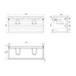 Plum&clay Marvel Gloss Light Grey Wall Hung Bathroom Vanity Unit With White Glass Basin (W)1200mm - thumbnail 2