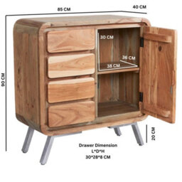 Wyld Haus Los Angeles Reclaimed Wood And Metal Medium Sideboard 4 Drawers 1 Door - thumbnail 3