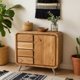 Wyld Haus Los Angeles Reclaimed Wood And Metal Medium Sideboard 4 Drawers 1 Door - thumbnail 1