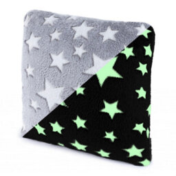 Wicked Gizmos Glow In The Dark Cushion Grey Super Soft Plush Fleece Pillow W/ Luminous Star Print For Bed Sofa Couch And Bedroom Comfort