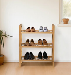 Hallowood Furniture Waverly Oak Narrow 3 Tier Stackable Shoe Rack - thumbnail 1