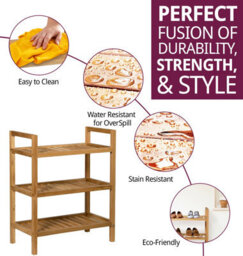 Hallowood Furniture Waverly Oak Narrow 3 Tier Stackable Shoe Rack - thumbnail 2