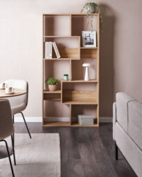 Beliani 6 Tier Bookcase Chateh 180 Cm Light Brown - thumbnail 2