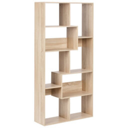 Beliani 6 Tier Bookcase Chateh 180 Cm Light Brown - thumbnail 1