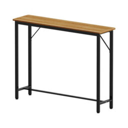 Living And Home Natural Wood Slim Console Table Entryway Table With Adjustable Feet, 100Cm (W) X 20Cm (D) X 75.2Cm (H) - thumbnail 3