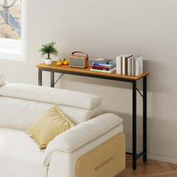 Living And Home Natural Wood Slim Console Table Entryway Table With Adjustable Feet, 100Cm (W) X 20Cm (D) X 75.2Cm (H) - thumbnail 2