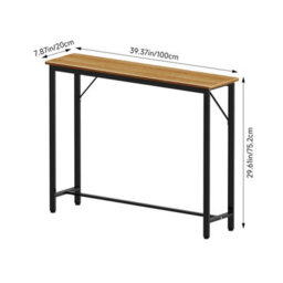 Living And Home Natural Wood Slim Console Table Entryway Table With Adjustable Feet, 100Cm (W) X 20Cm (D) X 75.2Cm (H) - thumbnail 6