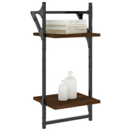 Berkfield 2-Tier Wall Shelves With Bars 2 Pcs Brown Oak 30X25X65 Cm - thumbnail 3