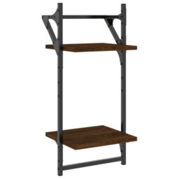 Berkfield 2-Tier Wall Shelves With Bars 2 Pcs Brown Oak 30X25X65 Cm - thumbnail 4