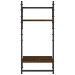 Berkfield 2-Tier Wall Shelves With Bars 2 Pcs Brown Oak 30X25X65 Cm - thumbnail 5