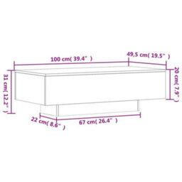 Berkfield Coffee Table Smoked Oak 100X49.5X31 Cm Engineered Wood - thumbnail 9