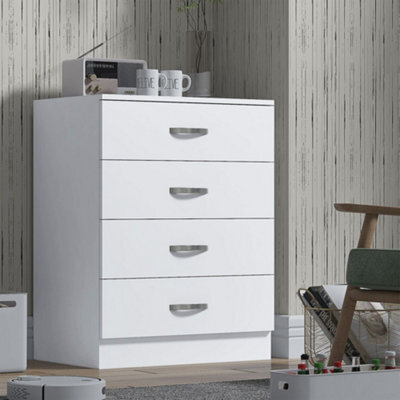 Fwstyle Tunis White 4 Drawer Chest (H) 90Cm (W) 70Cm (D) 41Cm - image 1