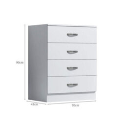 Fwstyle Tunis White 4 Drawer Chest (H) 90Cm (W) 70Cm (D) 41Cm - thumbnail 9