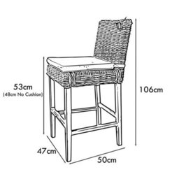 FWSTYLE Set Of 2 Solid Pine Bar Stools/chairs Rattan Detail Painted Greywash Finish - thumbnail 6