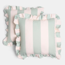 Ohs 2 X Stripe Garden Cushion Covers Outdoor Water Resistant - Sage/cream - thumbnail 3