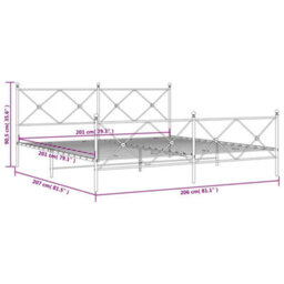 Berkfield Metal Bed Frame Without Mattress With Footboard White 200X200Cm - thumbnail 8