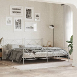 Berkfield Metal Bed Frame Without Mattress With Footboard White 200X200Cm