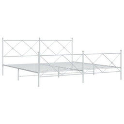 Berkfield Metal Bed Frame Without Mattress With Footboard White 200X200Cm - thumbnail 3