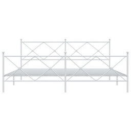 Berkfield Metal Bed Frame Without Mattress With Footboard White 200X200Cm - thumbnail 4