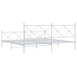 Berkfield Metal Bed Frame Without Mattress With Footboard White 200X200Cm - thumbnail 6