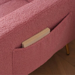 Matteo Luxurious Pink Sherpa Sofa Bed With Adjustable Backrest, Gold Legs & Integrated Storage - thumbnail 9