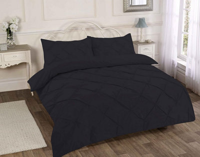 Homes & Linen Pintuck Pinch Pleated Alexandra Duvet Cover Set Easy Care Polycotton Bedding Set