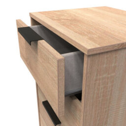 Fuji 5 Drawer Tall Bedside Cabinet In Bardolino Oak (Ready Assembled) - thumbnail 5