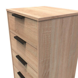 Fuji 5 Drawer Tall Bedside Cabinet In Bardolino Oak (Ready Assembled) - thumbnail 4