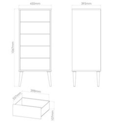 Fuji 5 Drawer Tall Bedside Cabinet In Bardolino Oak (Ready Assembled) - thumbnail 6