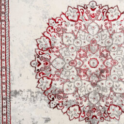 Loomed Red Silver Grey Traditional Medallion Bordered Living Runner Rug 70X240Cm - thumbnail 5