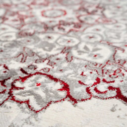 Loomed Red Silver Grey Traditional Medallion Bordered Living Runner Rug 70X240Cm - thumbnail 4