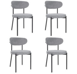 Oira Homes Modern Dining Table Set For 4 Dining Table With 4 Grey Velvet Chairs For Dining Room Furniture - thumbnail 3