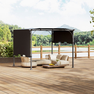 Living And Home Outdoor Pergola With Adjustable Canopy Dark Grey Outdoor Pergola With Flat Roof - image 1
