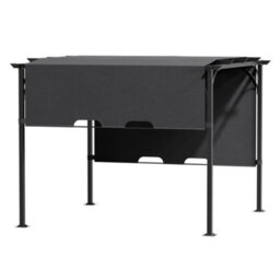 Living And Home Outdoor Pergola With Adjustable Canopy Dark Grey Outdoor Pergola With Flat Roof - thumbnail 3